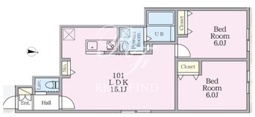 ミハス中野2 101 間取り図