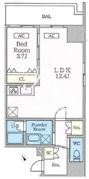 シャントロワ曙橋 603 間取り図