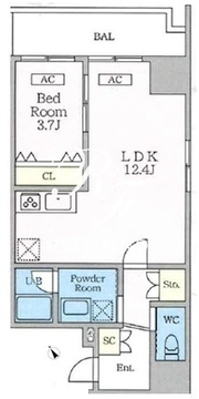 シャントロワ曙橋 703 間取り図