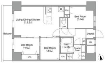 コンフォリア・リヴ南砂町イースト 309 間取り図