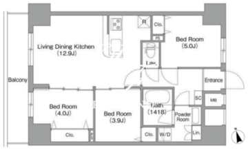 コンフォリア・リヴ南砂町イースト 509 間取り図