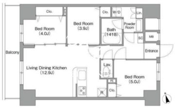 コンフォリア・リヴ南砂町イースト 510 間取り図