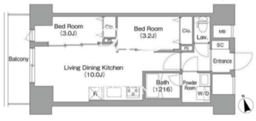 コンフォリア・リヴ南砂町イースト 1305 間取り図