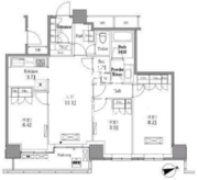レジディアタワー目黒不動前 2207 間取り図