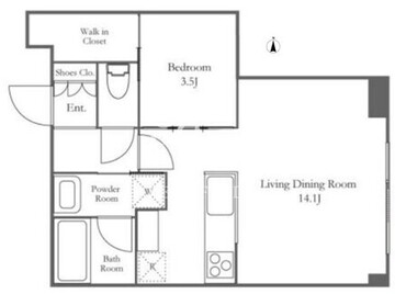 ブリリアイストタワー勝どき 27階42.09㎡ 間取り図