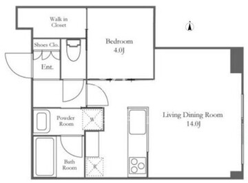 ブリリアイストタワー勝どき 13階42.52㎡ 間取り図