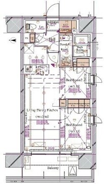ブランシエスタ浅草蔵前 1401 間取り図