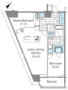 コンフォリア新宿イーストサイドタワー 1416 間取り図
