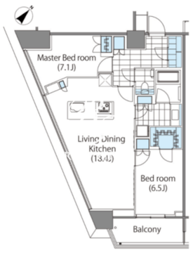 コンフォリア新宿イーストサイドタワー 1416 間取り図