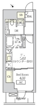 コスモグラシア新宿西早稲田 602 間取り図