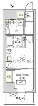コスモグラシア新宿西早稲田 802 間取り図