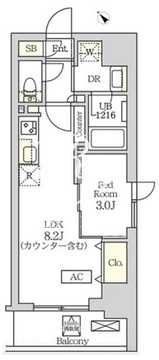 コスモグラシア新宿西早稲田 403 間取り図