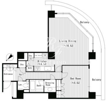 リバーポイントタワー 1308 間取り図