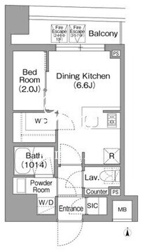 コンフォリア・リヴ八丁堀 403 間取り図