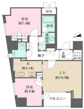 パークハウス芝タワー 1801 間取り図