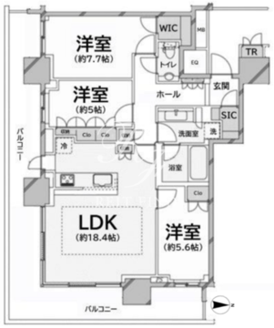 ザ・パークハウス晴海タワーズティアロレジデンス 911 間取り図