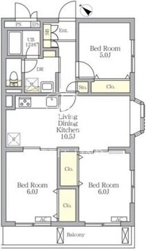 メゾンカルム中落合ノース 304 間取り図