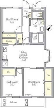 メゾンカルム中落合ノース 302 間取り図