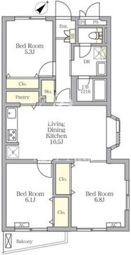 メゾンカルム中落合サウス 101 間取り図