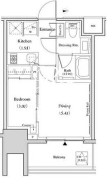 ザ・パークハビオ北千住 1407 間取り図