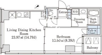 プラティーヌ新宿新都心 1405 間取り図