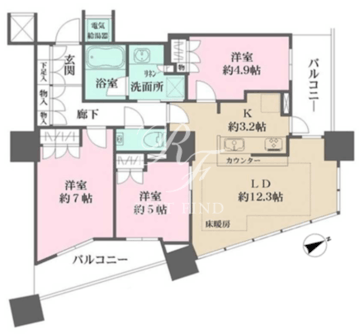 ザ・パークハウス西新宿タワー60 2201 間取り図