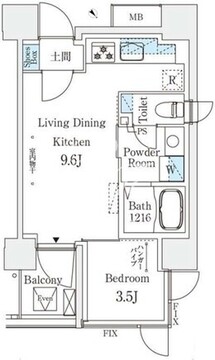 コスモグラシア大塚 1303 間取り図
