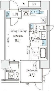 コスモグラシア大塚 1103 間取り図