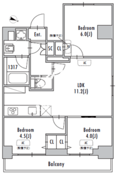 グランパセオ東十条 804 間取り図