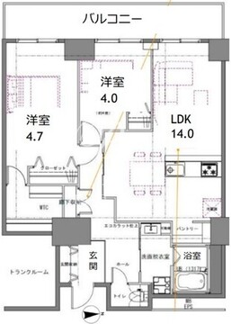シティコート目黒 4-807 間取り図