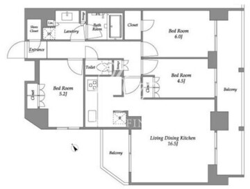 シーズンフラッツ大森西 1504 間取り図
