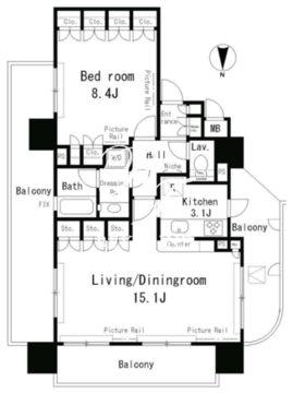 パークアクシス四谷ステージ 1401 間取り図