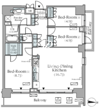 パークアクシス辰巳ステージ 511 間取り図