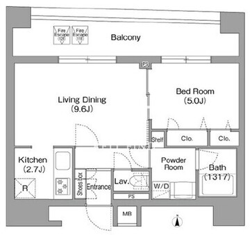 コンフォリア・リヴ八丁堀 1203 間取り図