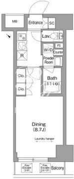 コンフォリア・リヴ茅場町 302 間取り図