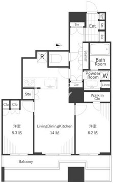 富久クロスコンフォートタワー 308 間取り図
