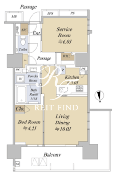 アクシルコート早稲田 705 間取り図
