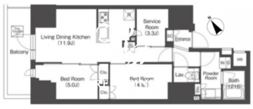 コンフォリア・リヴ板橋 1401 間取り図