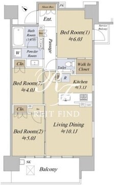 シティハウス巣鴨 1105 間取り図