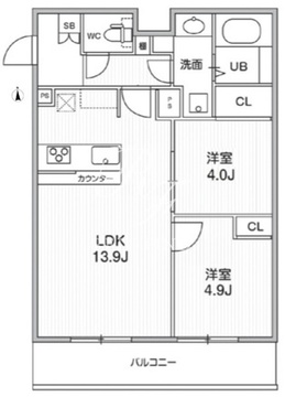 THE PALMS MUSE 新江古田 402 間取り図