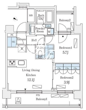 シーズンフラッツ町屋 201 間取り図