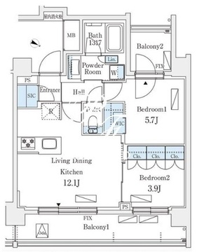 シーズンフラッツ町屋 701 間取り図