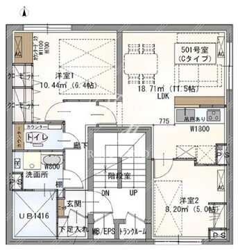 ラヴィエール秋葉原 501 間取り図