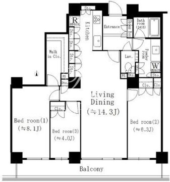 リバーポイントタワー 3206 間取り図