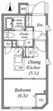 エスグランデ門前仲町デュオ 101 間取り図