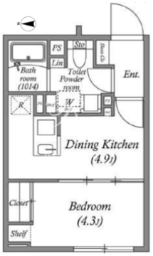 エスグランデ門前仲町デュオ 104 間取り図