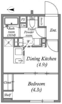 エスグランデ門前仲町デュオ 306 間取り図