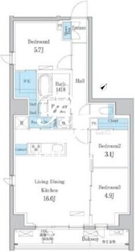 デュオフラッツ板橋大山 303 間取り図