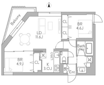 グランデュオ千歳船橋7 204 間取り図