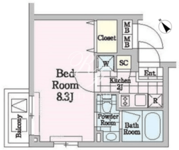 クロノガーデン神楽坂 208 間取り図